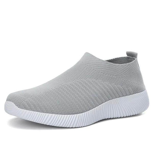 Zapatos de calcetines elásticos deportes planos deportes informales livianos livianos tejidos zapatos deslizantes para mujeres
