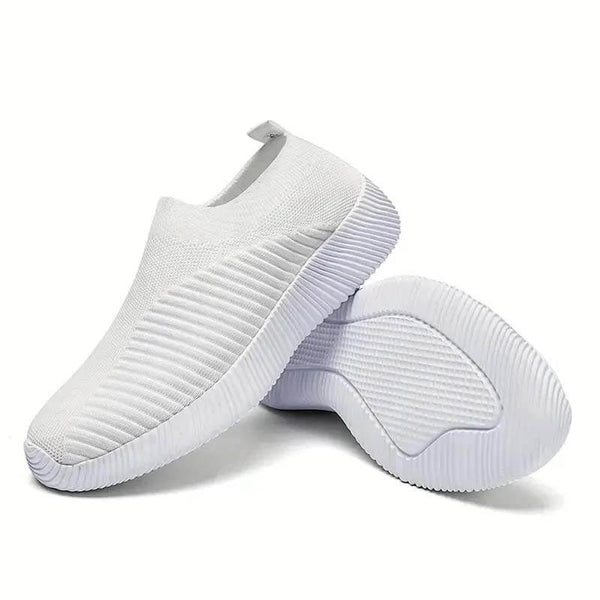 Zapatos de calcetines elásticos deportes planos deportes informales livianos livianos tejidos zapatos deslizantes para mujeres
