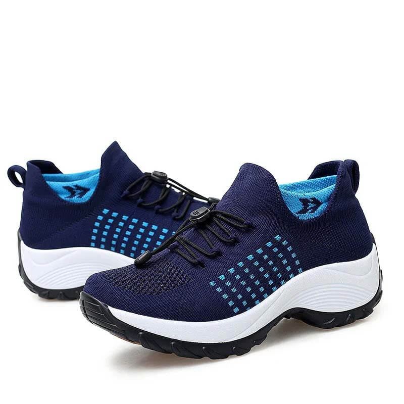 Scarpe da donna di grandi dimensioni, scarpe da mamma, scarpe a dondolo, scarpe calzini, scarpe da donna a maglia volante casual, scarpe con sola con la sola