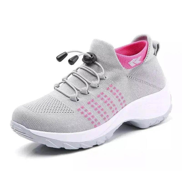 Women Socks Shoes Casual Flying Woven Lace-up Thick-soled Sports Outdoor Shoes