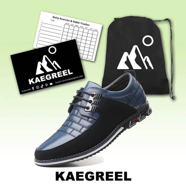 Kaegreel Men's Microfiber Leather Splicing Non Slip Metal Decoration Casual Shoes