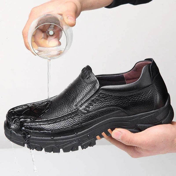 Kaegreel Hombre Cuero de vaca Impermeable Cómodo No Slip Slight Slip On Casual Shoes
