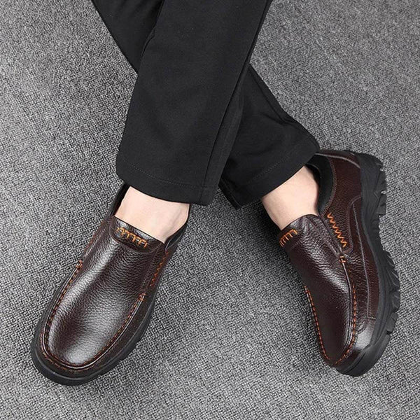 Kaegreel Hombre Cuero de vaca Impermeable Cómodo No Slip Slight Slip On Casual Shoes