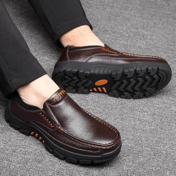 Kaegreel Hombre Cuero de vaca Impermeable Cómodo No Slip Slight Slip On Casual Shoes