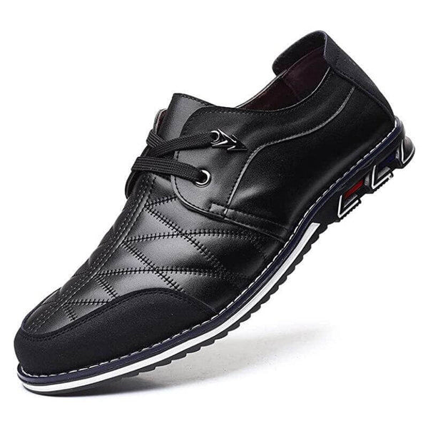 Kaegreel Hombres de cuero a cuadros Soft Lace Up Comfy Casual Zapatos