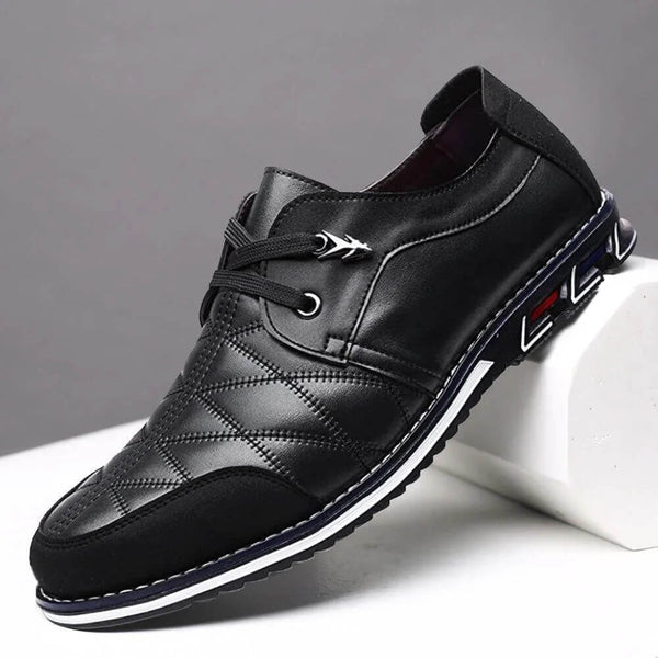 Kaegreel Hombres de cuero a cuadros Soft Lace Up Comfy Casual Zapatos