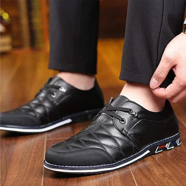 Kaegreel Hombres de cuero a cuadros Soft Lace Up Comfy Casual Zapatos