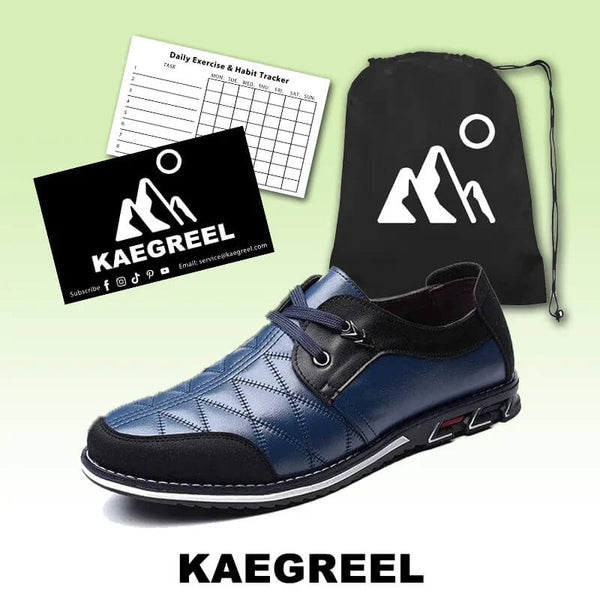 Kaegreel Hombres de cuero a cuadros Soft Lace Up Comfy Casual Zapatos
