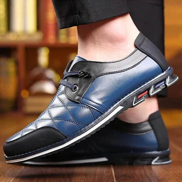 Kaegreel Hombres de cuero a cuadros Soft Lace Up Comfy Casual Zapatos