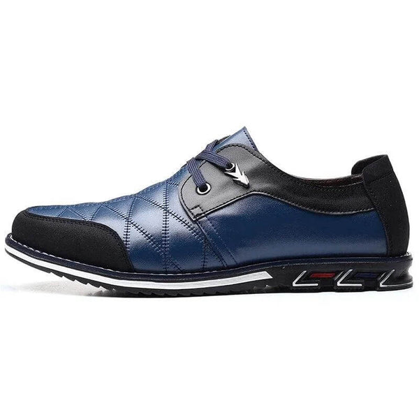 Kaegreel Hombres de cuero a cuadros Soft Lace Up Comfy Casual Zapatos