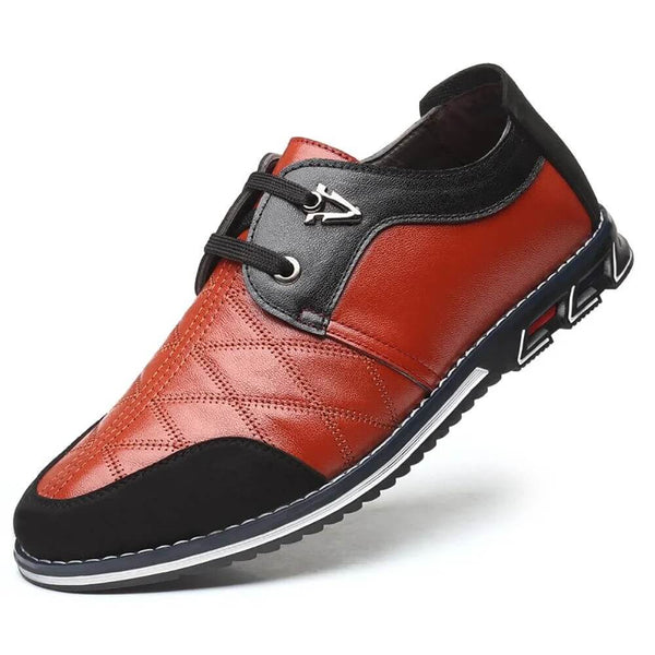 Kaegreel Hombres de cuero a cuadros Soft Lace Up Comfy Casual Zapatos