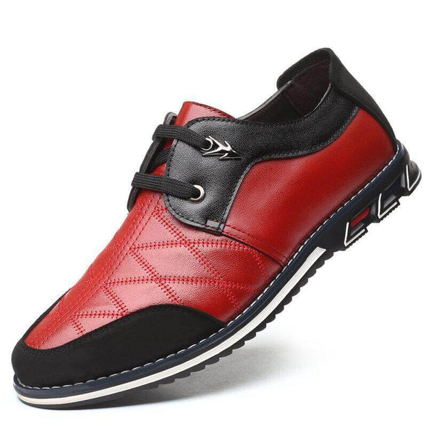 Kaegreel Hombres de cuero a cuadros Soft Lace Up Comfy Casual Zapatos