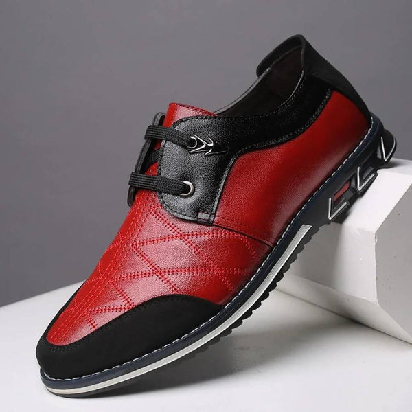 Kaegreel Hombres de cuero a cuadros Soft Lace Up Comfy Casual Zapatos