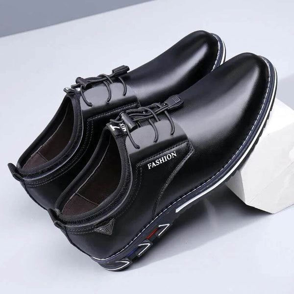 Kaegreel Men's Microfiber Leather Non Slip Soft Elastic Lace Casual Shoes