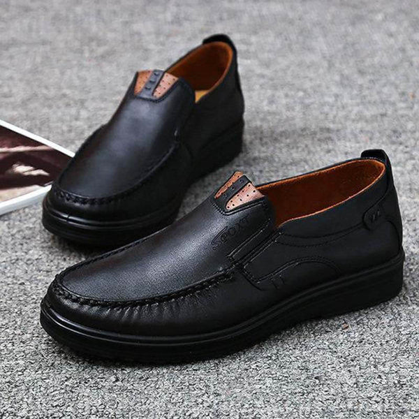 Zapatos casuales de cuero retro de gran tamaño con suela suave para hombres