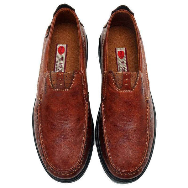 Zapatos casuales de cuero retro de gran tamaño con suela suave para hombres