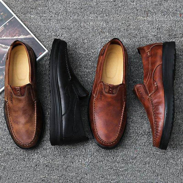 Zapatos casuales de cuero retro de gran tamaño con suela suave para hombres