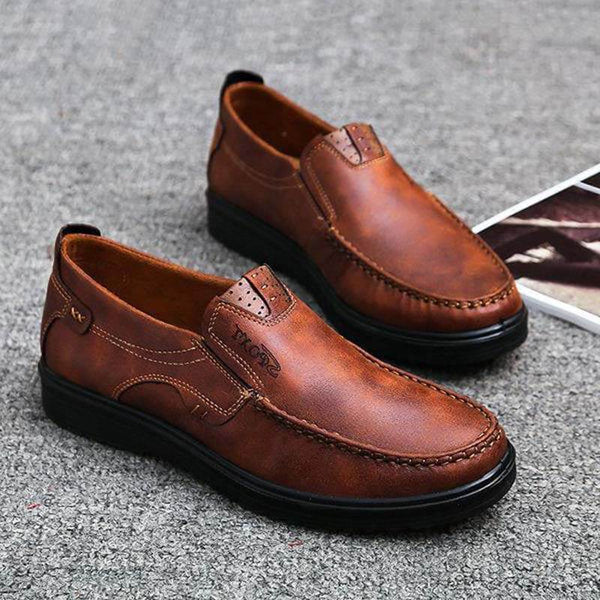 Zapatos casuales de cuero retro de gran tamaño con suela suave para hombres