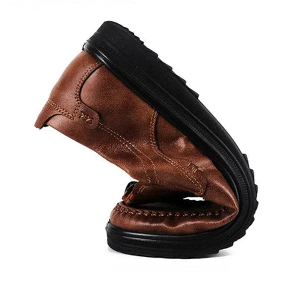 Zapatos casuales de cuero retro de gran tamaño con suela suave para hombres