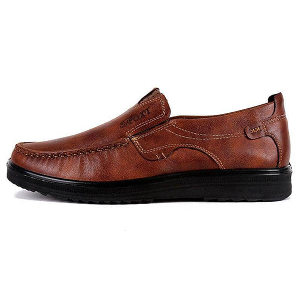 Zapatos casuales de cuero retro de gran tamaño con suela suave para hombres