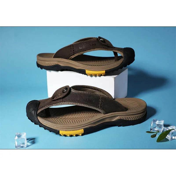 Leather Shoes Men's Sandals Men's Flip Flops Men's Casual Shoes Classic Massage Beach Slippers Anti-slip