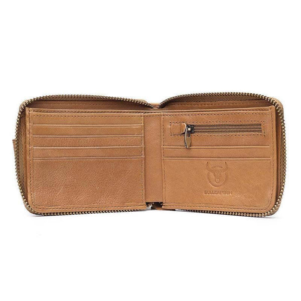 Men RFID Antimagnetic Solid Cowhide 11 Card Slots Coin Bag Zipper Wallet