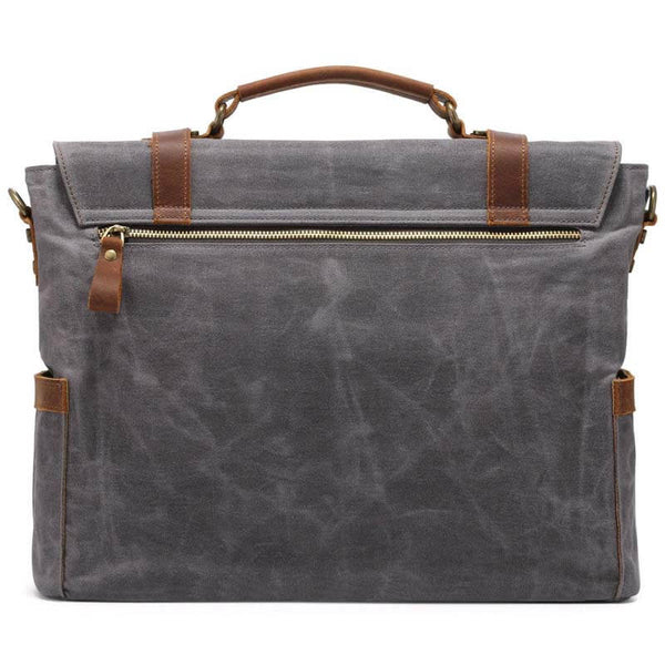 Men's oil wax canvas leather shoulder bag with Crazy Horse leather shoulder bag with computer briefcase and retro shoulder bag