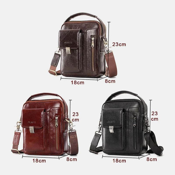 Men's genuine leather cowhide multifunction shoulder bag with large capacity shoulder bag