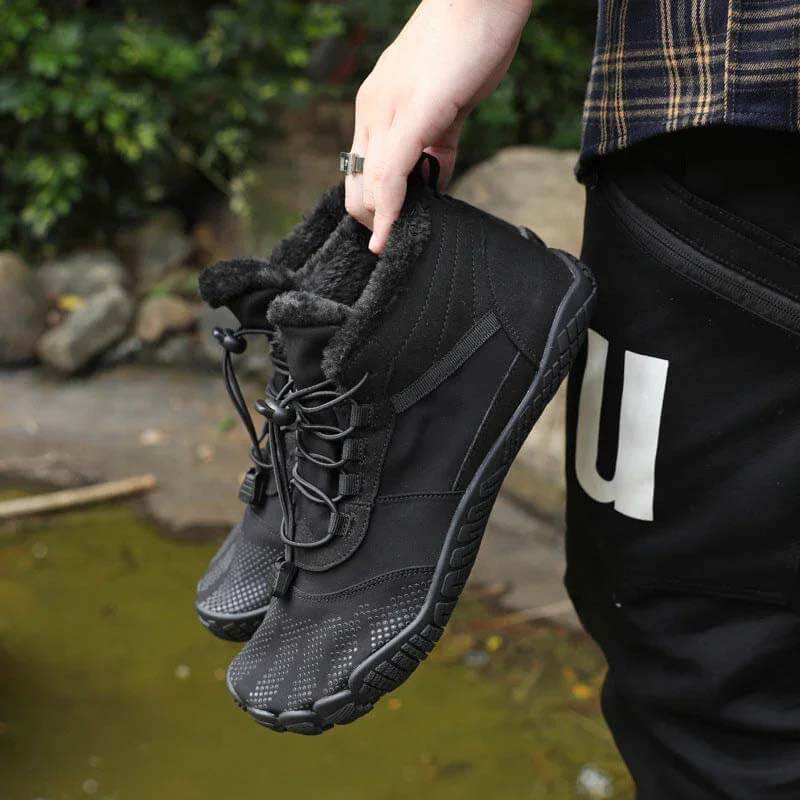 Chaussures de randonnée en velours extérieur d'hiver pour hommes, chaussures en coton à cinq doigts, chaussures de vélo de sport, bottes de neige imperméables et épaissies et épaissies