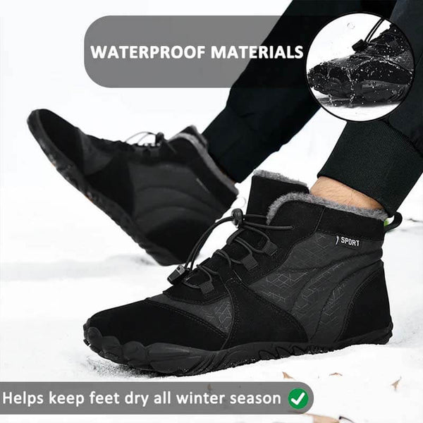 Zapatos de algodón al aire libre para hombres zapatos de algodón unisex descalzo botas de nieve botas calientes además de terciopelo senderismo de invierno de tubo a mediados de tubo espesado