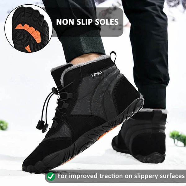 Zapatos de algodón al aire libre para hombres zapatos de algodón unisex descalzo botas de nieve botas calientes además de terciopelo senderismo de invierno de tubo a mediados de tubo espesado