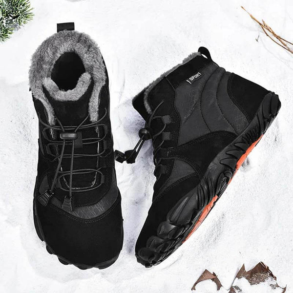 Zapatos de algodón al aire libre para hombres zapatos de algodón unisex descalzo botas de nieve botas calientes además de terciopelo senderismo de invierno de tubo a mediados de tubo espesado