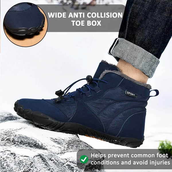 Zapatos de algodón al aire libre para hombres zapatos de algodón unisex descalzo botas de nieve botas calientes además de terciopelo senderismo de invierno de tubo a mediados de tubo espesado