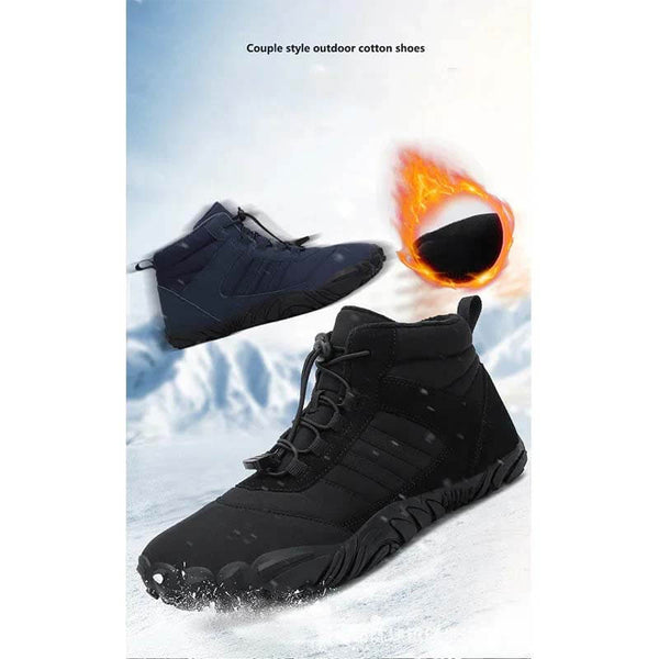 Zapatos descalzos para mujeres zapatillas de senderos impermeables de invierno calientes zapatos de invierno de invierno botas de nieve unisex al aire libre botas de invierno sin deslizamiento