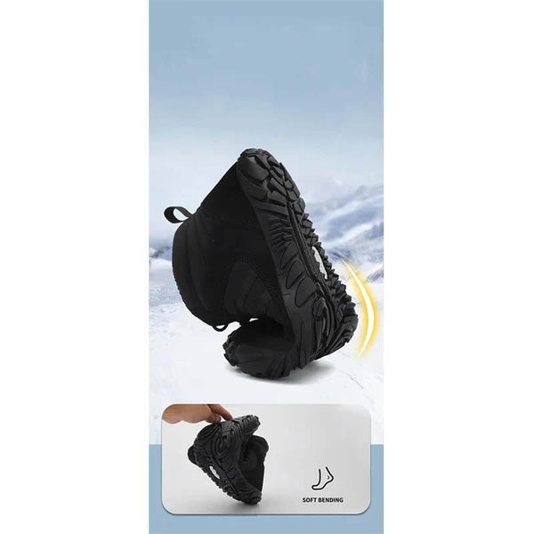 Zapatos descalzos para mujeres zapatillas de senderos impermeables de invierno calientes zapatos de invierno de invierno botas de nieve unisex al aire libre botas de invierno sin deslizamiento