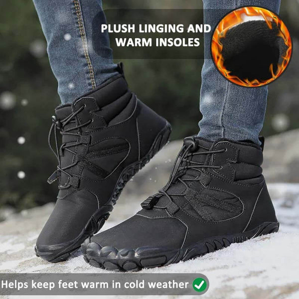 Botas de nieve al aire libre gruesas de invierno zapatos de montañismo cálidos no deslizantes e impermeables zapato descalzo de invierno (unisex)