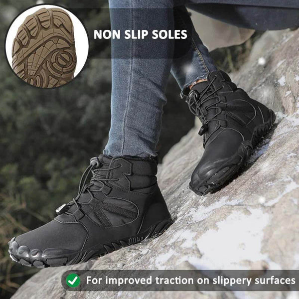 Botas de nieve al aire libre gruesas de invierno zapatos de montañismo cálidos no deslizantes e impermeables zapato descalzo de invierno (unisex)