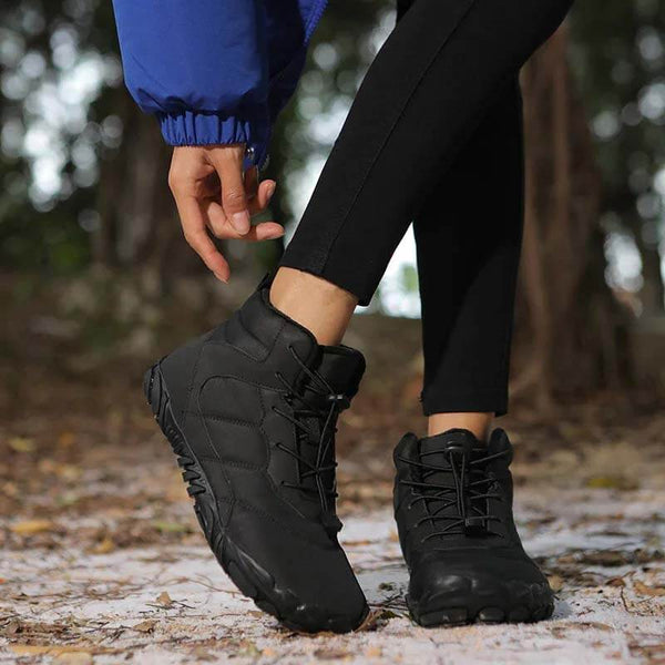 Botas de nieve al aire libre gruesas de invierno zapatos de montañismo cálidos no deslizantes e impermeables zapato descalzo de invierno (unisex)