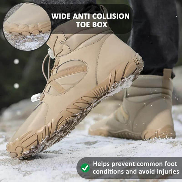 Botas de nieve al aire libre gruesas de invierno zapatos de montañismo cálidos no deslizantes e impermeables zapato descalzo de invierno (unisex)