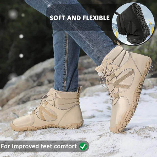 Botas de nieve al aire libre gruesas de invierno zapatos de montañismo cálidos no deslizantes e impermeables zapato descalzo de invierno (unisex)