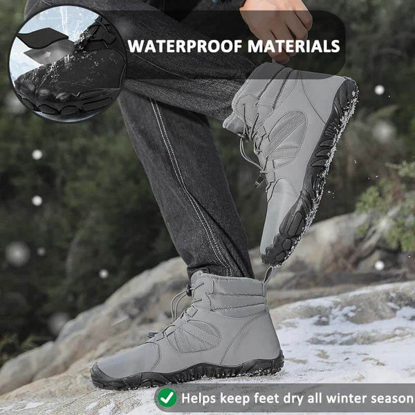 Botas de nieve al aire libre gruesas de invierno zapatos de montañismo cálidos no deslizantes e impermeables zapato descalzo de invierno (unisex)