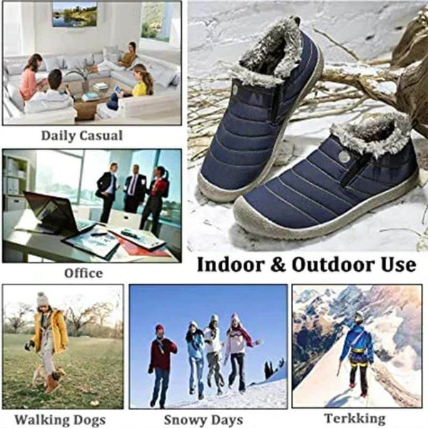 Botas de tobillo de nieve al aire libre con flauzo forrado de lujos al aire libre impermeables (se aconseja a las personas con pies anchos/gruesos/arqueados que elijan un zapato más grande).