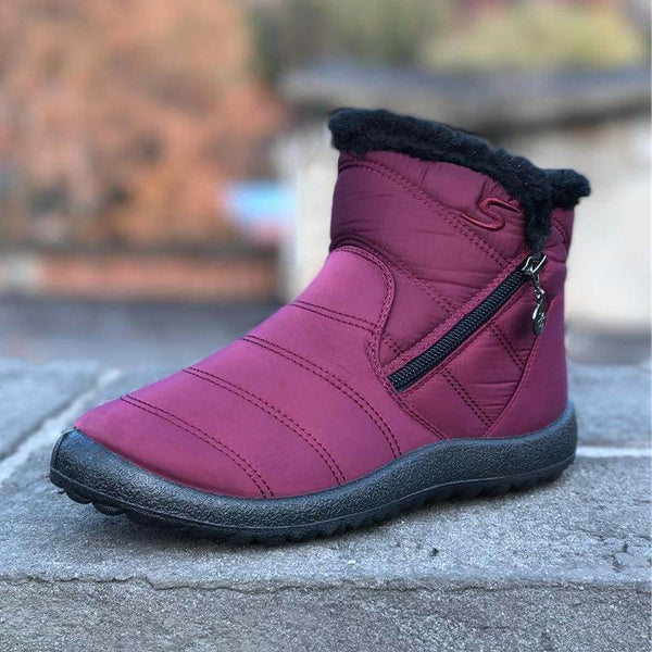Mujeres de invernada de nieve de invierno zapatos de algodón impermeables gruesos