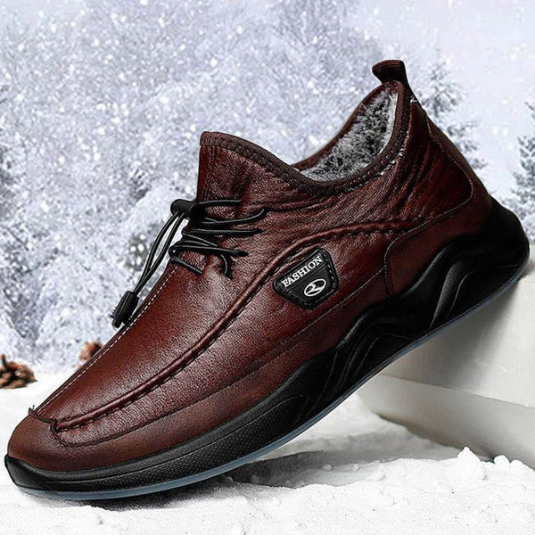 Forro de felpa de los hombres de Kaegreel zapatos de cuero ocasionales sin deslizamiento