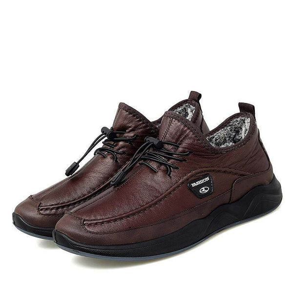 Forro de felpa de los hombres de Kaegreel zapatos de cuero ocasionales sin deslizamiento