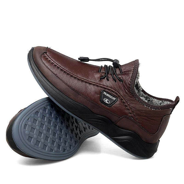 Forro de felpa de los hombres de Kaegreel zapatos de cuero ocasionales sin deslizamiento