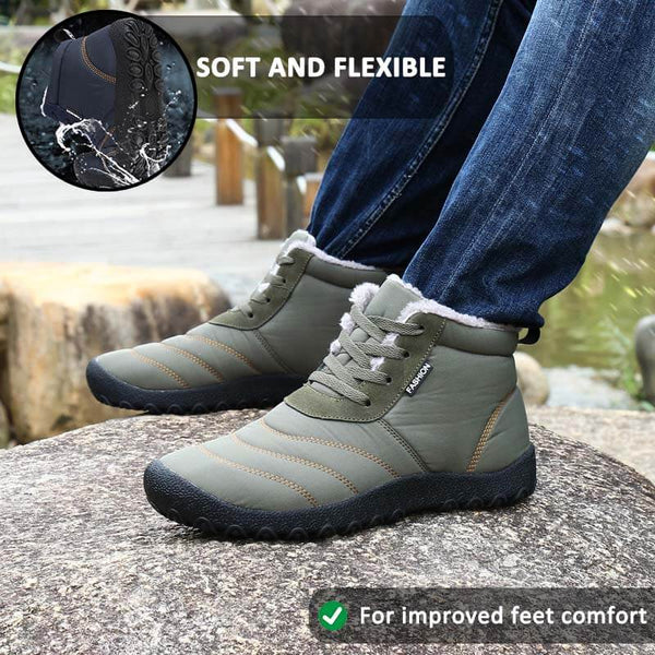 Kaegreel Tamaño de gran tamaño Hombre Raya impermeable Forro de peluche Botas de tobillo