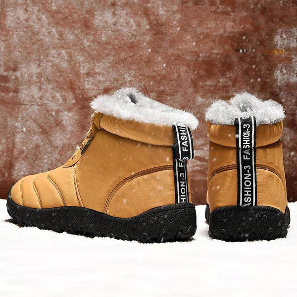 Kaegreel Tamaño de gran tamaño Hombre Raya impermeable Forro de peluche Botas de tobillo
