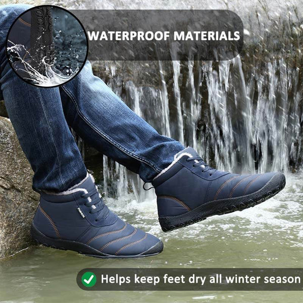 Kaegreel Tamaño de gran tamaño Hombre Raya impermeable Forro de peluche Botas de tobillo