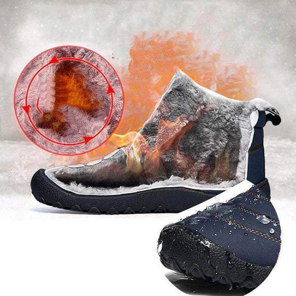 Kaegreel Tamaño de gran tamaño Hombre Raya impermeable Forro de peluche Botas de tobillo